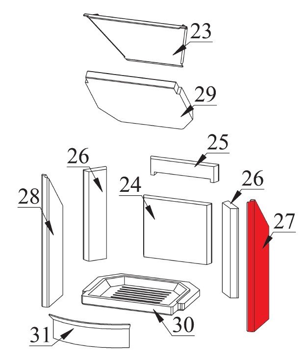 Fireplace Karthago Novo 2 cegła boczna z prawej strony z przodu