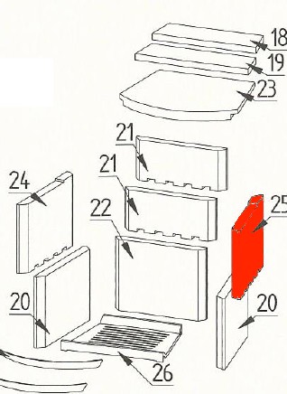 Fireplace Delos cegła boczna z prawej strony na górze