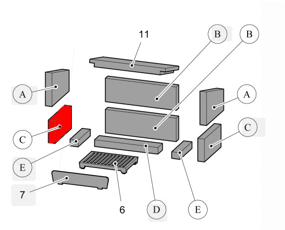 Haas+Sohn Java II 204.14 Pierre de paroi côté à gauche en bas pierre de la chambre de combustion
