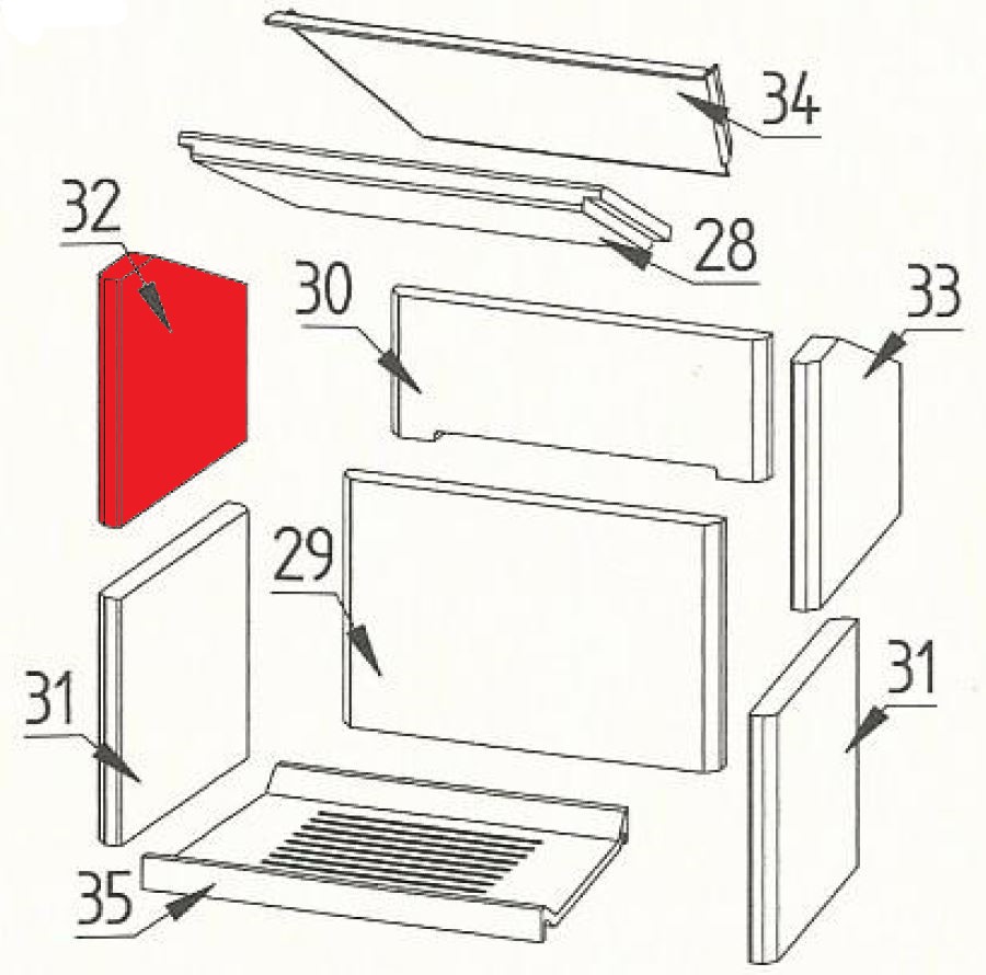 Fireplace Dalma cegła boczna z lewej strony na górze