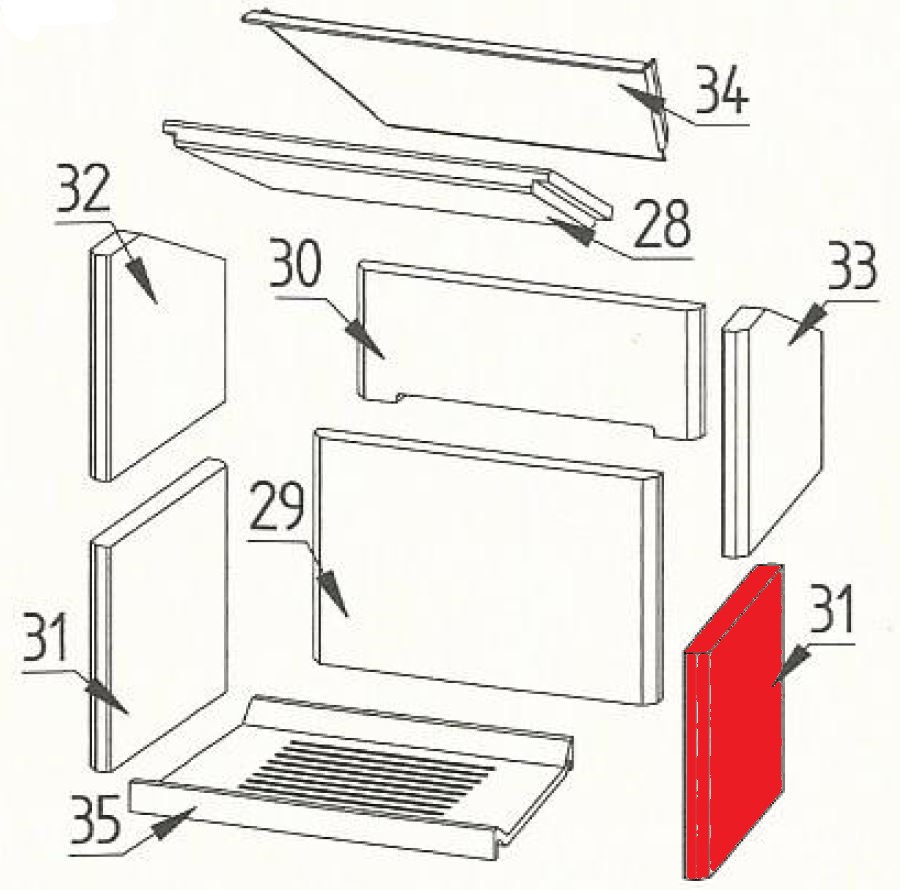 Fireplace Lido cegła boczna z prawej strony na dole