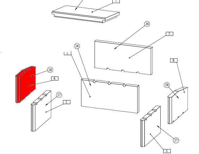 Fireplace Fiona cegła boczna z lewej strony na górze