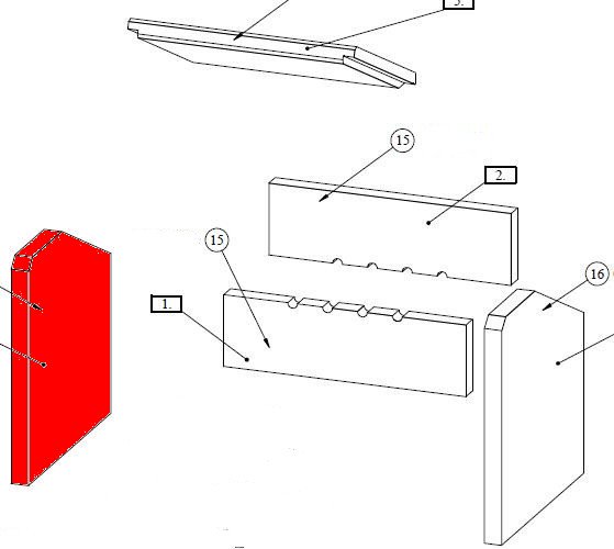 Fireplace Beni cegła boczna z lewej strony B