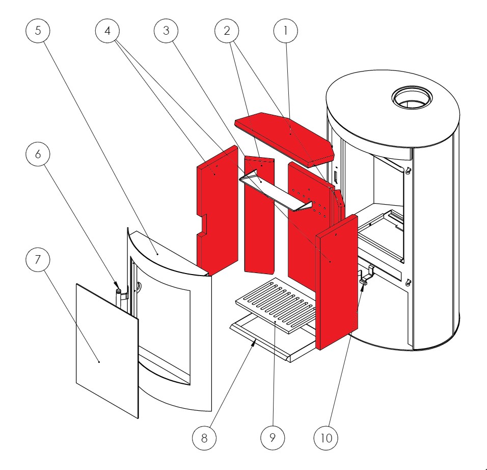 Panadero Oval Feuerraumauskleidung Brennraumauskleidung