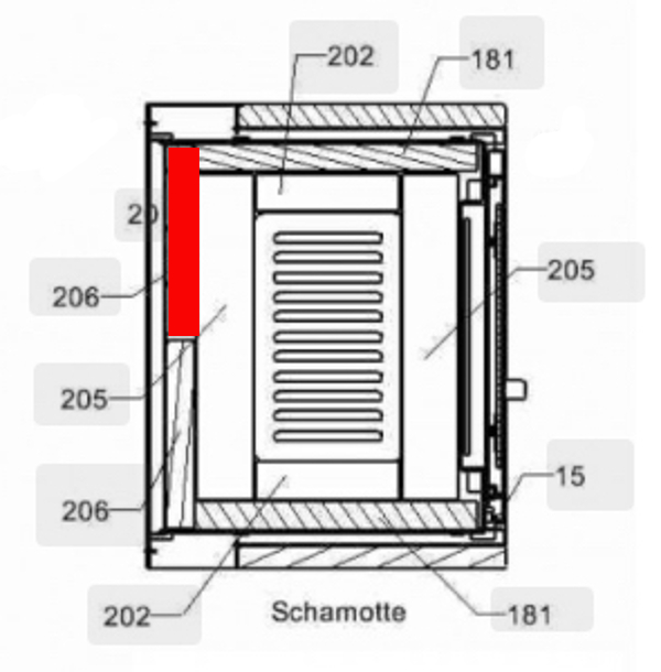 Haas-Sohn Pico 286.12 cegła tylnej ściany z prawej strony