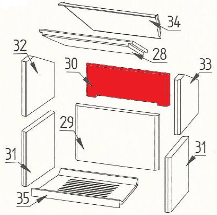 Fireplace Dalma cegła tylnej ściany na górze