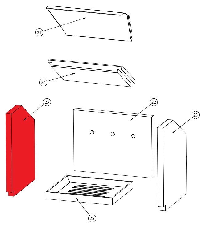 Fireplace Hordo cegła boczna z lewej strony