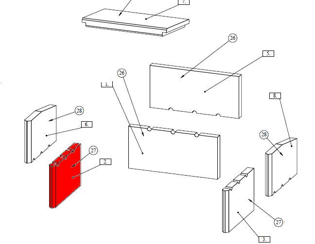 Fireplace Fiona cegła boczna z lewej strony na dole