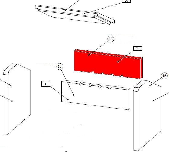 Fireplace Santa Fe cegła tylnej ściany na górze B