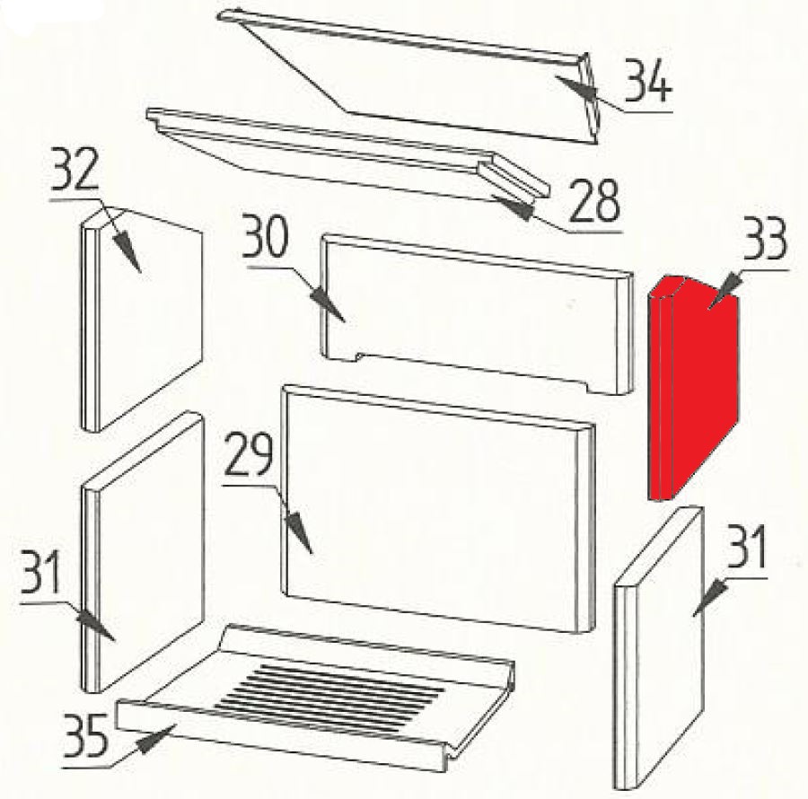 Fireplace Dalma cegła boczna z prawej strony na górze