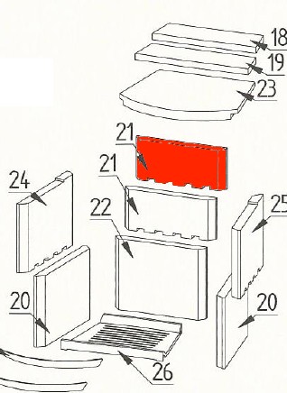 Fireplace Barcelona cegła tylnej ściany na górze