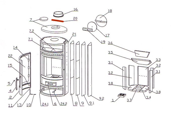 Oranier Polar 4 zamocowanie pokrywa otworu dymowego